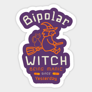 Funny Halloween Bipolar Witch lazy costume Sticker